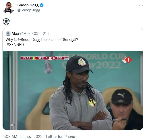 Prétendue ressemblance avec Aliou Cissé, Snoop Dogg répond par un Tweet.