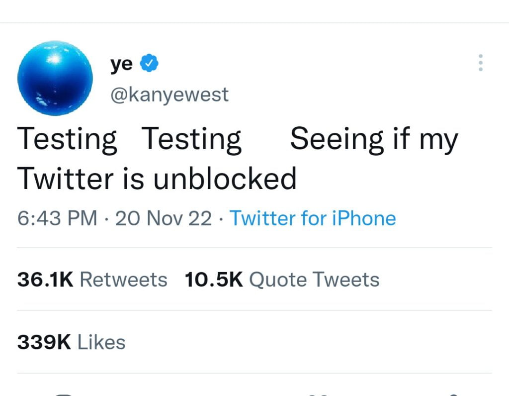 Twitter débloque le compte de Kanye West
